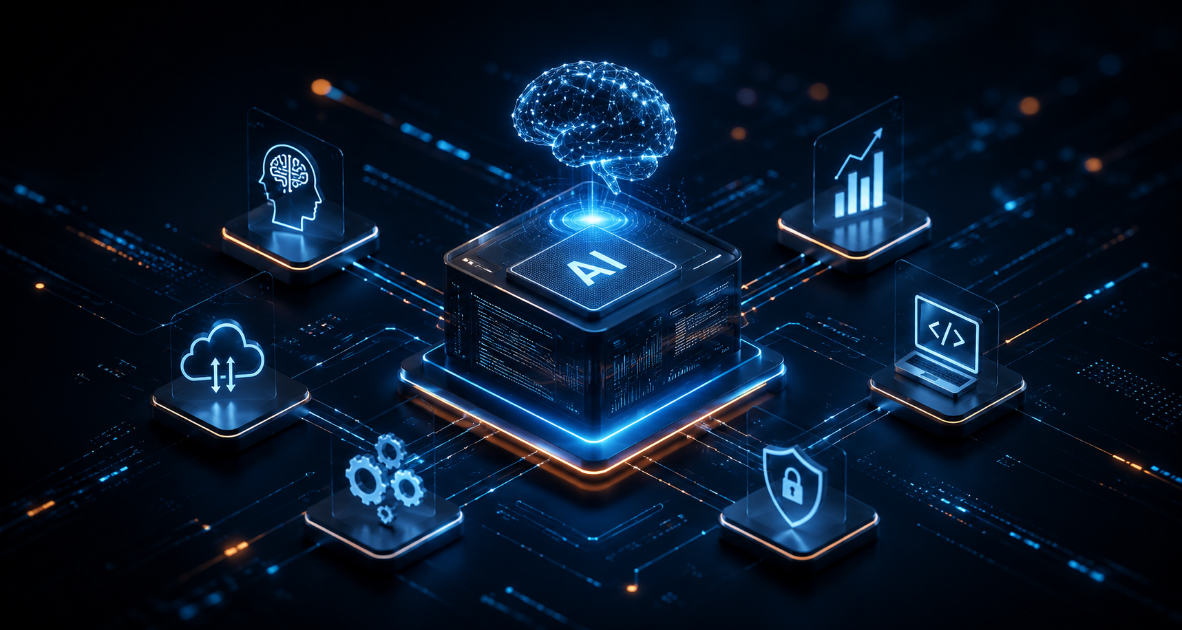 AI automation and digital systems illustration